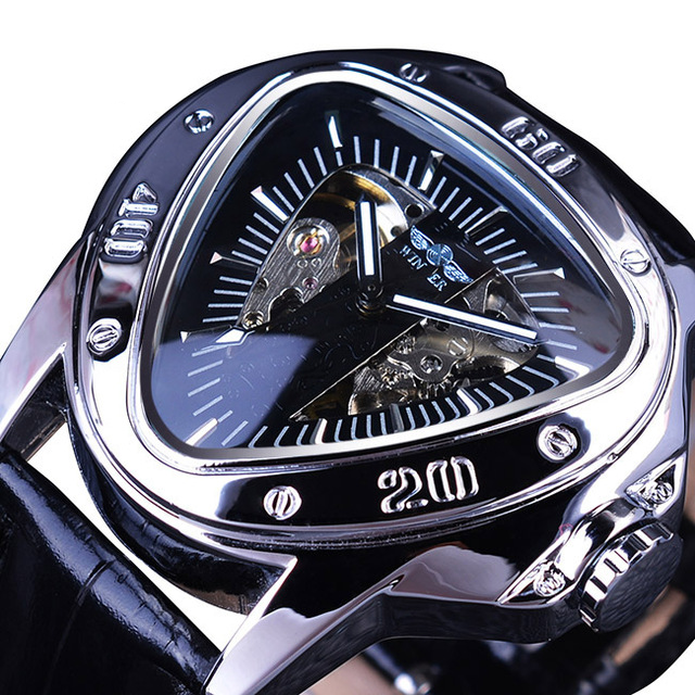 Triangle Skeleton Dial Automatic Mechanical Wrist Watch