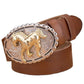 Genuine Full Grain Cowhide Leather Horse Buckle Belt