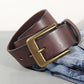 Vintage Luxury Handmade 100% Cowhide Leather Copper Buckle Mans Belt