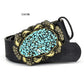 Women's Faux Leather Alloy Buckle Inlaid Color Stone Belt