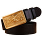 100% Genuine Full Grain Leather Solid Brass Eagle Buckle Belt