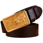 100% Genuine Full Grain Leather Solid Brass Eagle Buckle Belt