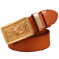 100% Genuine Full Grain Leather Solid Brass Eagle Buckle Belt
