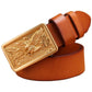 100% Genuine Full Grain Leather Solid Brass Eagle Buckle Belt