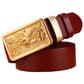 100% Genuine Full Grain Leather Solid Brass Eagle Buckle Belt