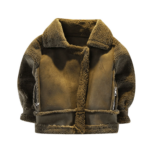 Unisex Wool & Suede Kids Winter Coat