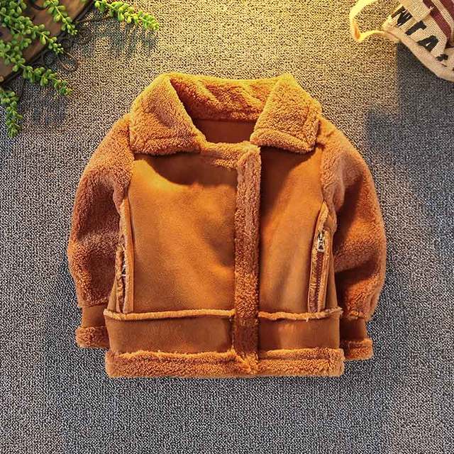 Unisex Wool & Suede Kids Winter Coat