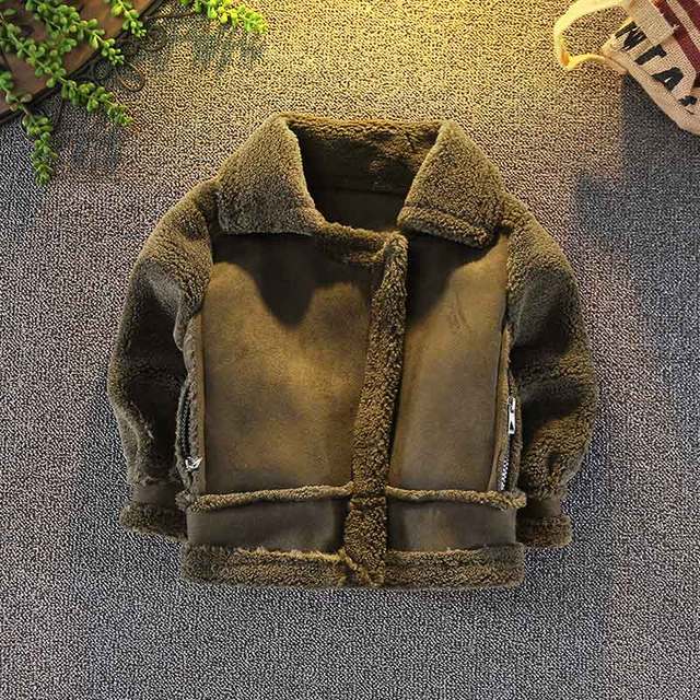 Unisex Wool & Suede Kids Winter Coat